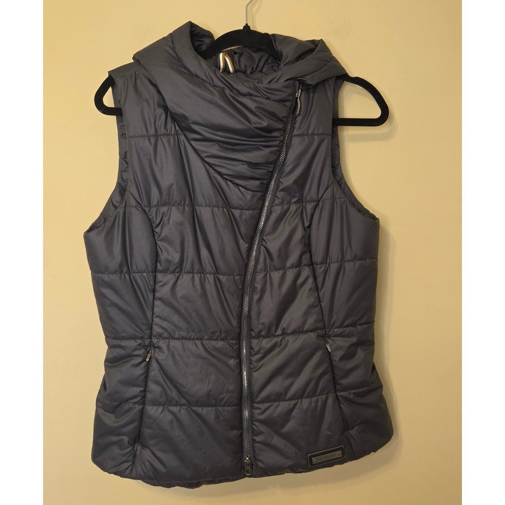 Ariat Tek Womens Black Insulated Hooded Puffer Vest Asymmetric Zip Medium - Picture 2 of 8